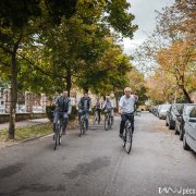 Kerékpáron a PTE rektori vezetése / Fotó: Csortos Szabolcs, UnivPécs