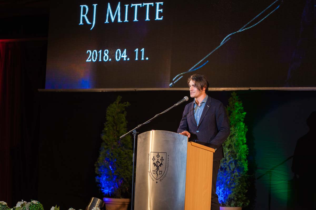 Motivációs beszéd - RJ Mitte; fotó: Csortos Szabolcs, UnivPécs