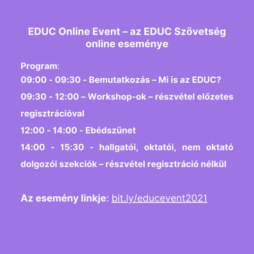 Az EDUC Szövetség online eseménye - részletes programmal!